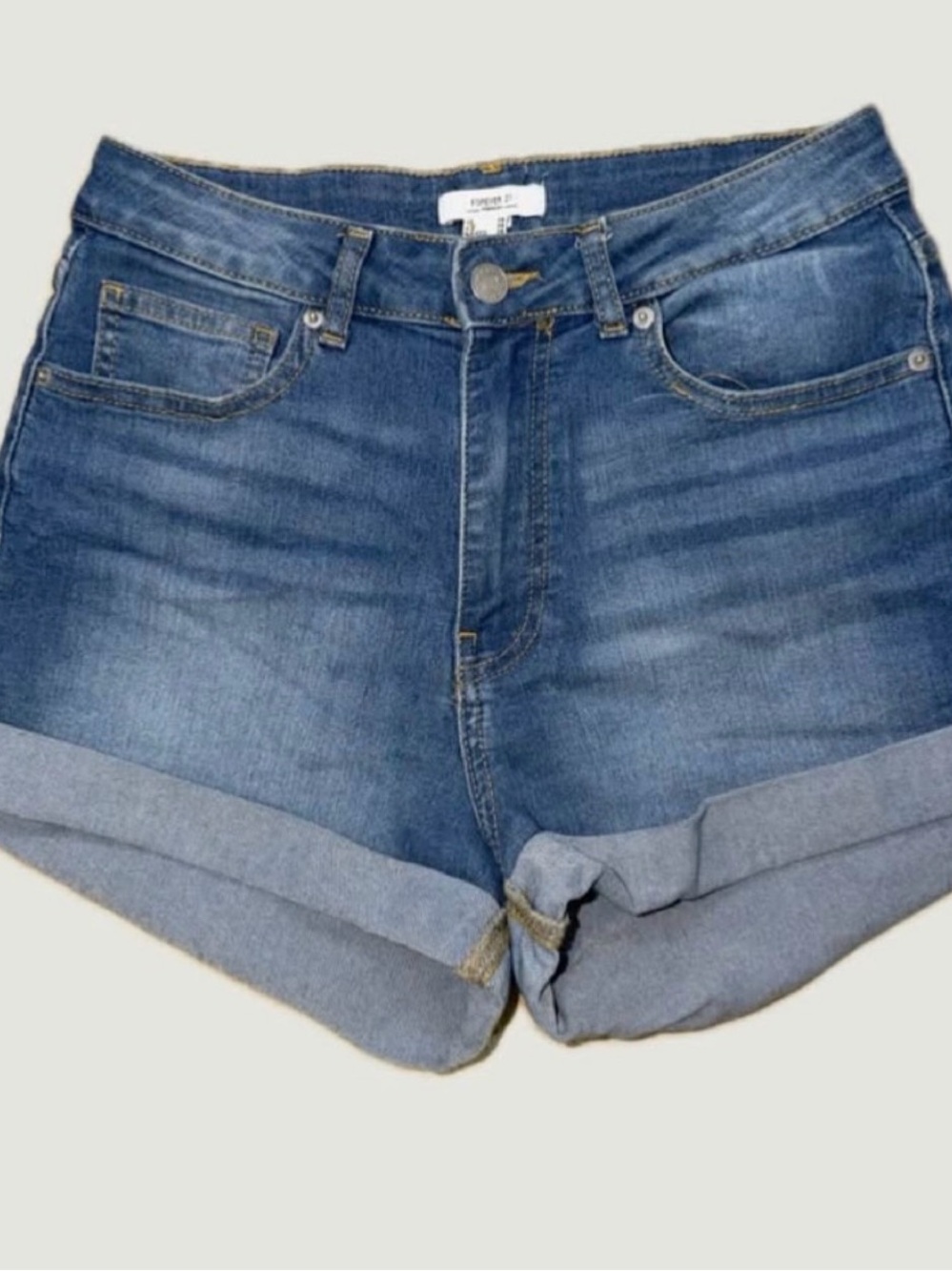Forever 21 Rolled Hem Blue Denim Shorts